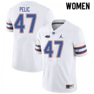 Women's Florida Gators #47 Justin Pelic NCAA Jordan Brand White Authentic Stitched College Football Jersey NMC4362HA